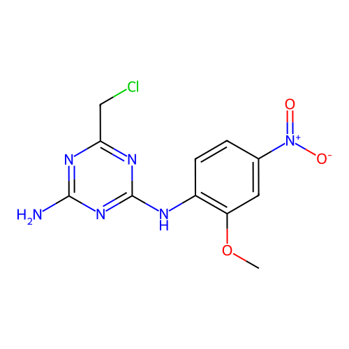 6-(chloromethyl)-N-(2-methoxy-4-nitrophenyl)-1,3,5-triazine-2,4-diamine structure