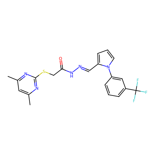 (4,6-Dimethyl-pyrimidin-2-ylsulfanyl)-acetic acid  [1-[1-(3-trifluoromethyl-phenyl)-1H-pyrrol-2-yl]-meth-(E)-ylidene]-hydrazide structure