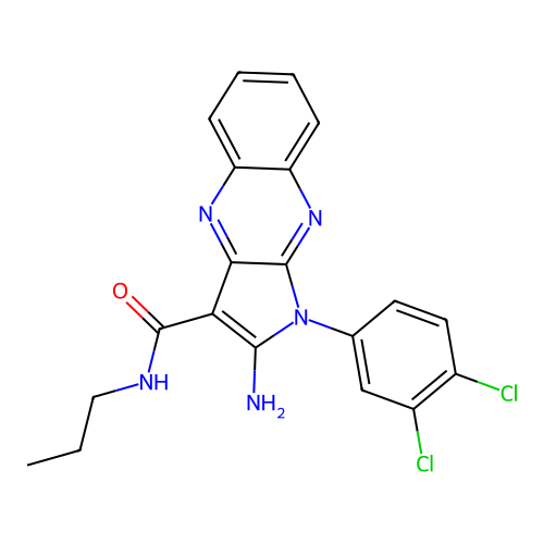 2-amino-1-(3,4-dichlorophenyl)-N-propyl-1H-pyrrolo[2,3-b]quinoxaline-3-carboxamide structure