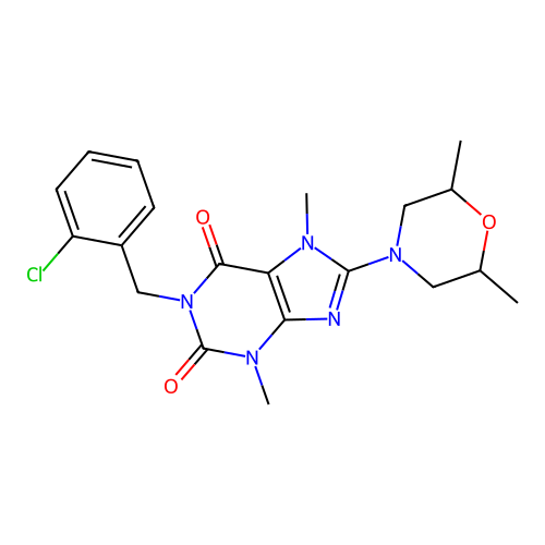 1-(2-chlorobenzyl)-8-(2,6-dimethylmorpholin-4-yl)-3,7-dimethyl-3,7-dihydro-1H-purine-2,6-dione structure