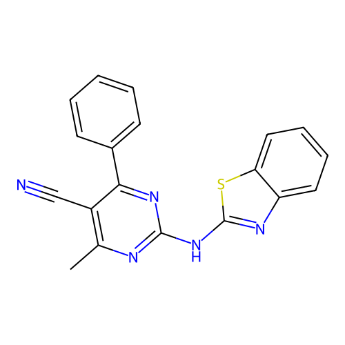 2-(1,3-Benzothiazol-2-ylamino)-4-methyl-6-phenylpyrimidine-5-carbonitrile structure