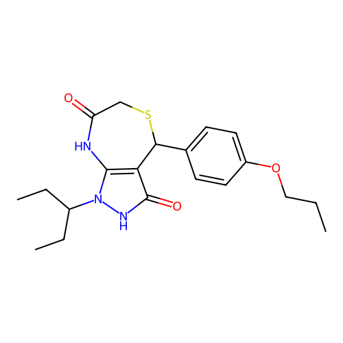 1-pentan-3-yl-4-(4-propoxyphenyl)-4,8-dihydro-2H-pyrazolo[3,4-e][1,4]thiazepine-3,7-dione structure
