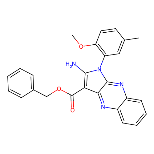 benzyl 2-amino-1-(2-methoxy-5-methylphenyl)-1H-pyrrolo[2,3-b]quinoxaline-3-carboxylate structure