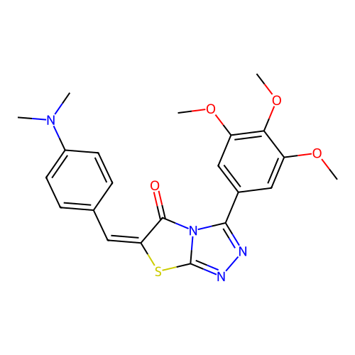 (E)-6-(4-(dimethylamino)benzylidene)-3-(3,4,5-trimethoxyphenyl)thiazolo[2,3-c][1,2,4]triazol-5(6H)-one structure