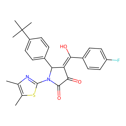 (4E)-5-(4-tert-butylphenyl)-1-(4,5-dimethyl-1,3-thiazol-2-yl)-4-[(4-fluorophenyl)(hydroxy)methylidene]pyrrolidine-2,3-dione structure