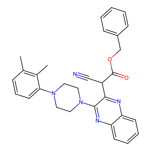 Benzyl cyano{3-[4-(2,3-dimethylphenyl)piperazin-1-yl]quinoxalin-2-yl}acetate structure