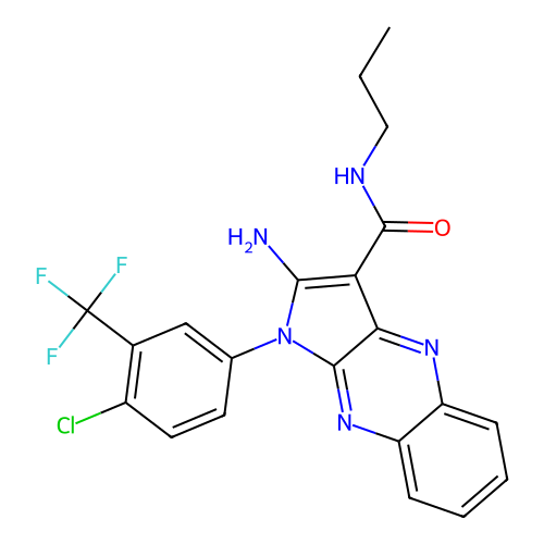 2-amino-1-(4-chloro-3-(trifluoromethyl)phenyl)-N-propyl-1H-pyrrolo[2,3-b]quinoxaline-3-carboxamide structure