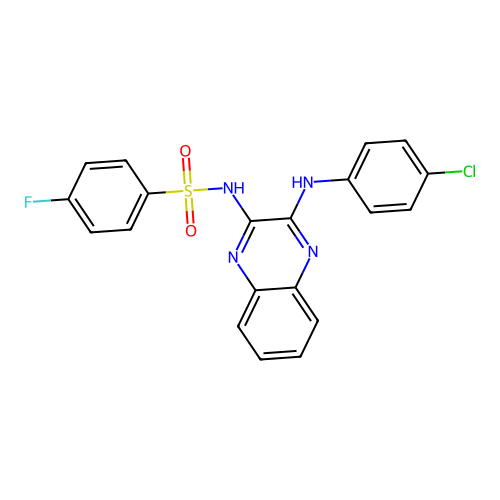 N-(3-((4-chlorophenyl)amino)quinoxalin-2-yl)-4-fluorobenzenesulfonamide structure