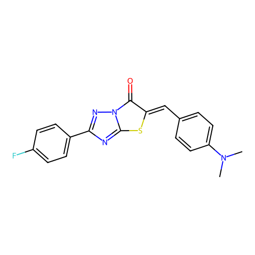 (Z)-5-(4-(dimethylamino)benzylidene)-2-(4-fluorophenyl)thiazolo[3,2-b][1,2,4]triazol-6(5H)-one structure