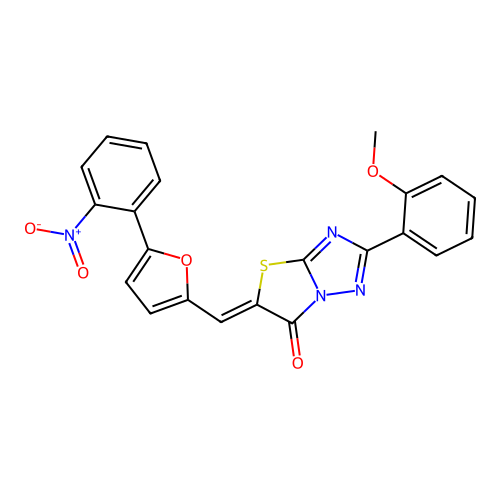 (5Z)-2-(2-methoxyphenyl)-5-[[5-(2-nitrophenyl)furan-2-yl]methylidene]-[1,3]thiazolo[3,2-b][1,2,4]triazol-6-one structure