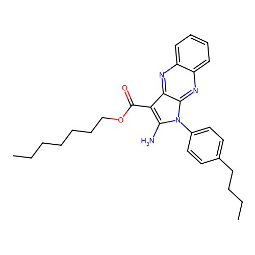 heptyl 2-amino-1-(4-butylphenyl)-1H-pyrrolo[2,3-b]quinoxaline-3-carboxylate structure