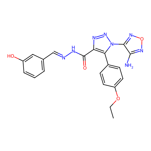 (E)-1-(4-amino-1,2,5-oxadiazol-3-yl)-5-(4-ethoxyphenyl)-N'-(3-hydroxybenzylidene)-1H-1,2,3-triazole-4-carbohydrazide structure