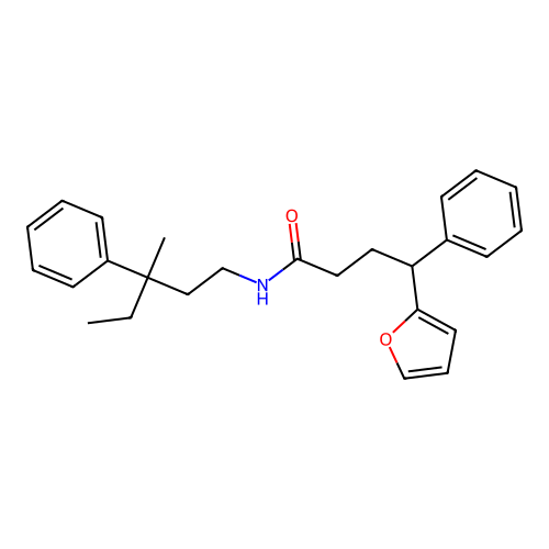 4-(furan-2-yl)-N-(3-methyl-3-phenylpentyl)-4-phenylbutanamide structure