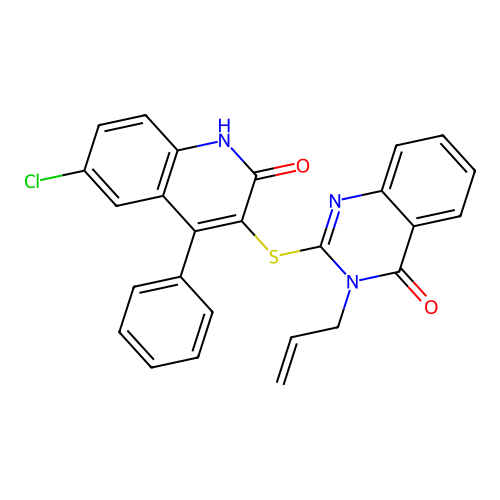 3-allyl-2-((6-chloro-2-oxo-4-phenyl-1,2-dihydroquinolin-3-yl)thio)quinazolin-4(3H)-one structure