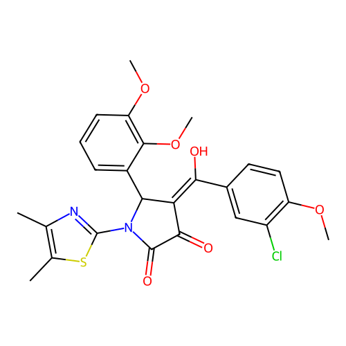 (4E)-4-[(3-chloro-4-methoxyphenyl)(hydroxy)methylidene]-5-(2,3-dimethoxyphenyl)-1-(4,5-dimethyl-1,3-thiazol-2-yl)pyrrolidine-2,3-dione structure