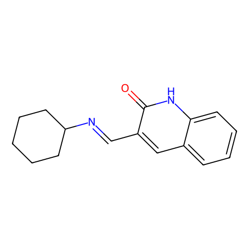 3-[(E)-(cyclohexylimino)methyl]quinolin-2(1H)-one structure