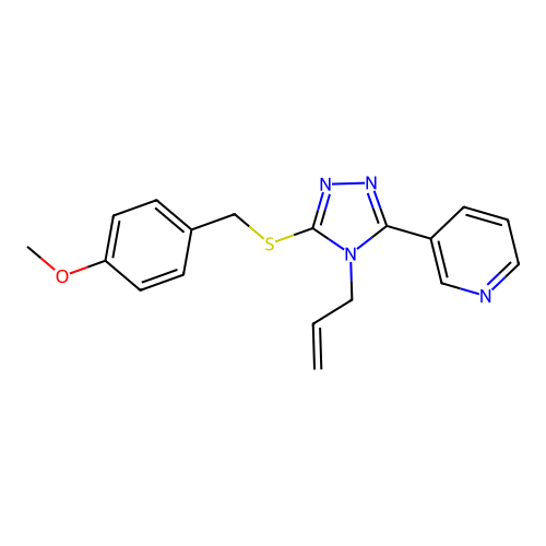 3-[5-[(4-Methoxyphenyl)methylsulfanyl]-4-prop-2-enyl-1,2,4-triazol-3-yl]pyridine structure