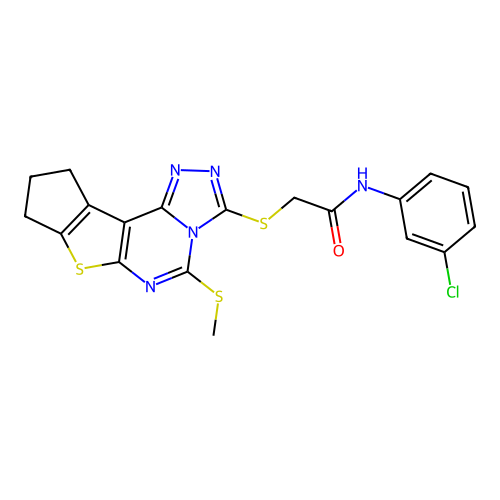 N-(3-chlorophenyl)-2-((5-(methylthio)-9,10-dihydro-8H-cyclopenta[4,5]thieno[3,2-e][1,2,4]triazolo[4,3-c]pyrimidin-3-yl)thio)acetamide structure