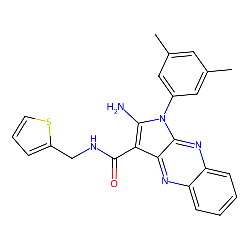 2-amino-1-(3,5-dimethylphenyl)-N-(thiophen-2-ylmethyl)-1H-pyrrolo[2,3-b]quinoxaline-3-carboxamide structure