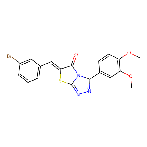 (6Z)-6-(3-bromobenzylidene)-3-(3,4-dimethoxyphenyl)[1,3]thiazolo[2,3-c][1,2,4]triazol-5(6H)-one structure