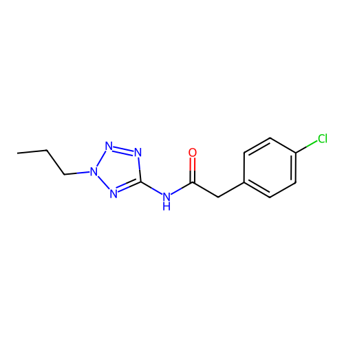 2-(4-chlorophenyl)-N-(2-propyl-2H-tetrazol-5-yl)acetamide structure