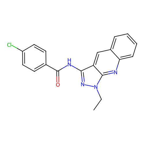 4-chloro-N-(1-ethyl-1H-pyrazolo[3,4-b]quinolin-3-yl)benzamide structure