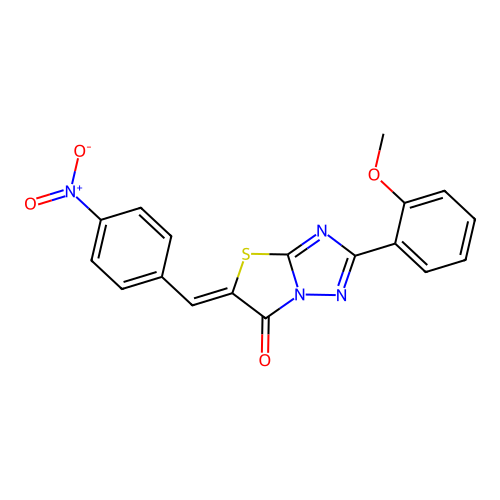 (Z)-2-(2-methoxyphenyl)-5-(4-nitrobenzylidene)thiazolo[3,2-b][1,2,4]triazol-6(5H)-one structure