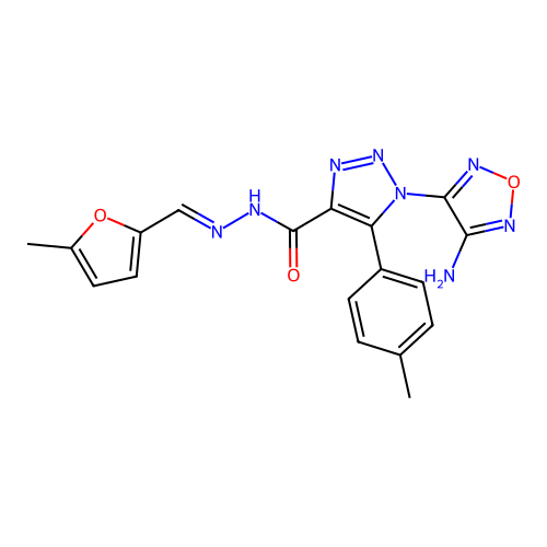 (E)-1-(4-amino-1,2,5-oxadiazol-3-yl)-N'-((5-methylfuran-2-yl)methylene)-5-(p-tolyl)-1H-1,2,3-triazole-4-carbohydrazide structure