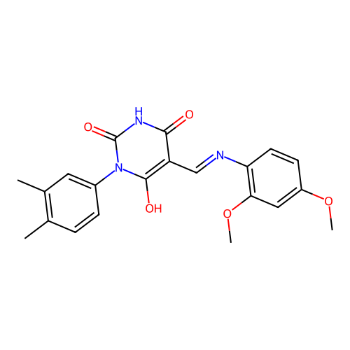 5-[(2,4-dimethoxyanilino)methylidene]-1-(3,4-dimethylphenyl)-1,3-diazinane-2,4,6-trione structure