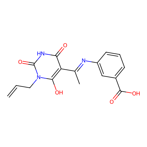 3-[1-(2,4,6-trioxo-1-prop-2-enyl-1,3-diazinan-5-ylidene)ethylamino]benzoic Acid structure