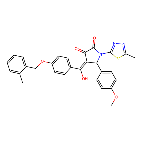 (4E)-4-(hydroxy{4-[(2-methylbenzyl)oxy]phenyl}methylidene)-5-(4-methoxyphenyl)-1-(5-methyl-1,3,4-thiadiazol-2-yl)pyrrolidine-2,3-dione structure