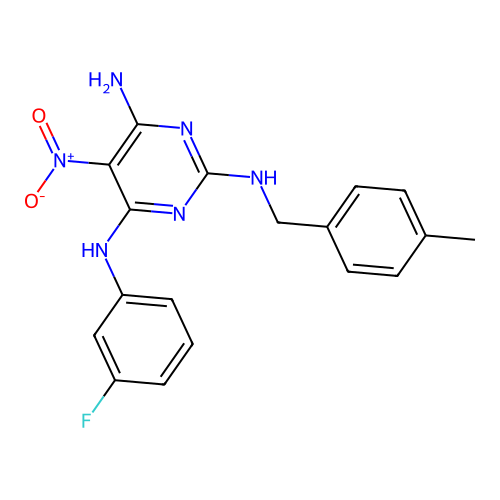 N'-(3-Fluoro-phenyl)-N-(4-methyl-benzyl)-5-nitro-pyrimidine-2,4,6-triamine structure
