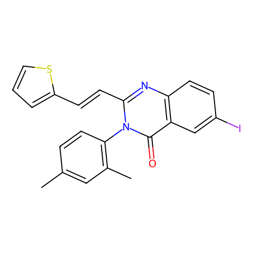 3-(2,4-dimethylphenyl)-6-iodo-2-(2-thiophen-2-ylethenyl)quinazolin-4-one structure