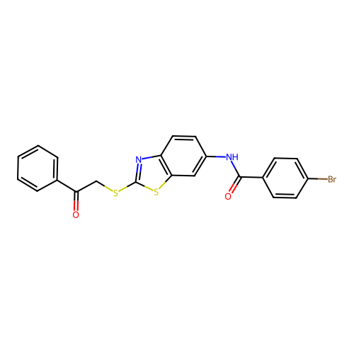 4-bromo-N-{2-[(2-oxo-2-phenylethyl)sulfanyl]-1,3-benzothiazol-6-yl}benzamide structure