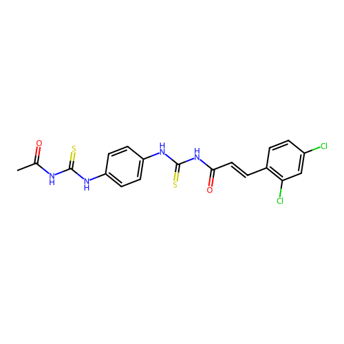 (2E)-N-({4-[(acetylcarbamothioyl)amino]phenyl}carbamothioyl)-3-(2,4-dichlorophenyl)prop-2-enamide structure