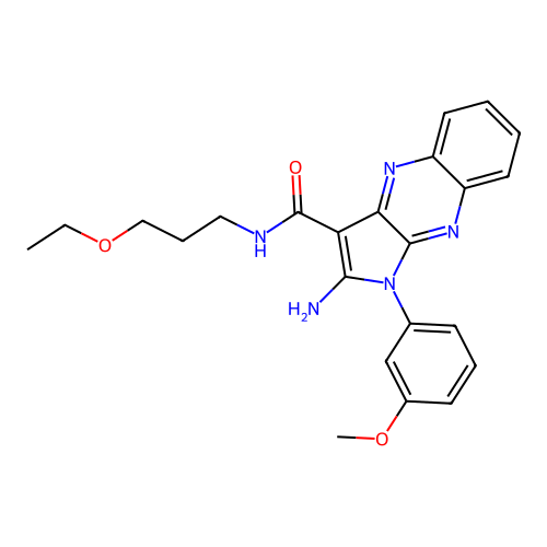 2-amino-N-(3-ethoxypropyl)-1-(3-methoxyphenyl)-1H-pyrrolo[2,3-b]quinoxaline-3-carboxamide structure