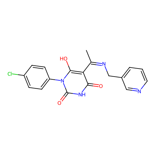 1-(4-chlorophenyl)-5-[1-(pyridin-3-ylmethylamino)ethylidene]-1,3-diazinane-2,4,6-trione structure