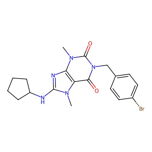 1-(4-bromobenzyl)-8-(cyclopentylamino)-3,7-dimethyl-1H-purine-2,6(3H,7H)-dione structure