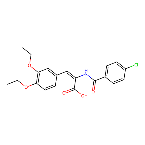 (E)-2-(4-Chloro-benzoylamino)-3-(3,4-diethoxy-phenyl)-acrylic acid structure