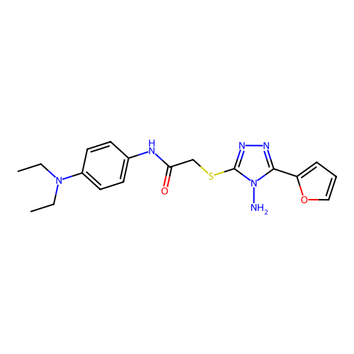2-((4-amino-5-(furan-2-yl)-4H-1,2,4-triazol-3-yl)thio)-N-(4-(diethylamino)phenyl)acetamide structure