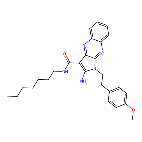 2-amino-N-heptyl-1-(4-methoxyphenethyl)-1H-pyrrolo[2,3-b]quinoxaline-3-carboxamide structure