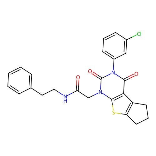 2-(3-(3-chlorophenyl)-2,4-dioxo-2,3,4,5,6,7-hexahydro-1H-cyclopenta[4,5]thieno[2,3-d]pyrimidin-1-yl)-N-phenethylacetamide structure