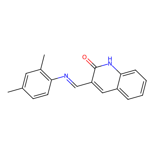 (E)-3-(((2,4-dimethylphenyl)imino)methyl)quinolin-2-ol structure