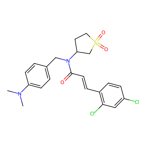 (2E)-3-(2,4-dichlorophenyl)-N-[4-(dimethylamino)benzyl]-N-(1,1-dioxidotetrahydrothiophen-3-yl)prop-2-enamide structure