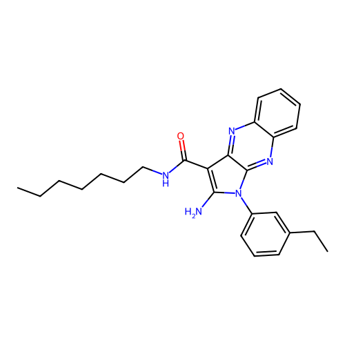 2-amino-1-(3-ethylphenyl)-N-heptyl-1H-pyrrolo[2,3-b]quinoxaline-3-carboxamide structure