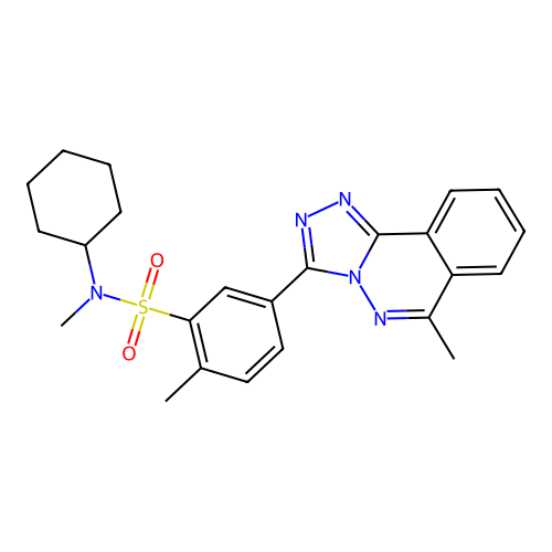 N-cyclohexyl-N,2-dimethyl-5-(6-methyl-[1,2,4]triazolo[3,4-a]phthalazin-3-yl)benzenesulfonamide structure