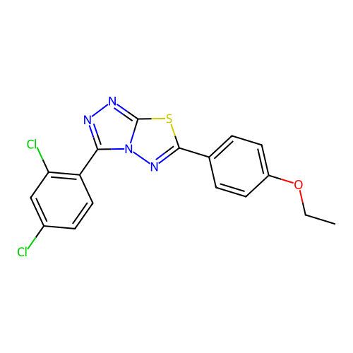 3-(2,4-dichlorophenyl)-6-(4-ethoxyphenyl)-[1,2,4]triazolo[3,4-b][1,3,4]thiadiazole structure