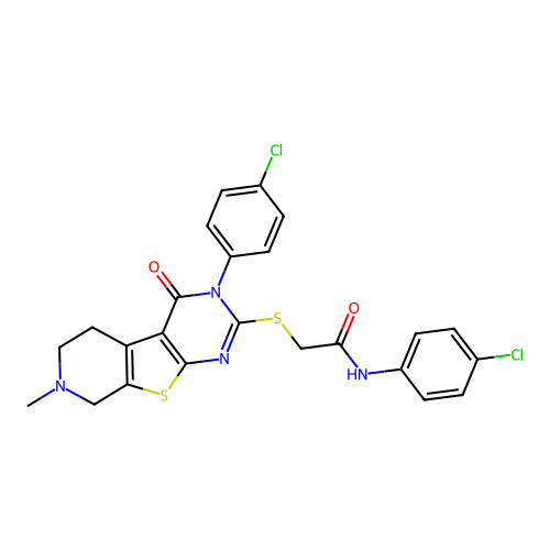 N-(4-chlorophenyl)-2-((3-(4-chlorophenyl)-7-methyl-4-oxo-3,4,5,6,7,8-hexahydropyrido[4',3':4,5]thieno[2,3-d]pyrimidin-2-yl)thio)acetamide structure