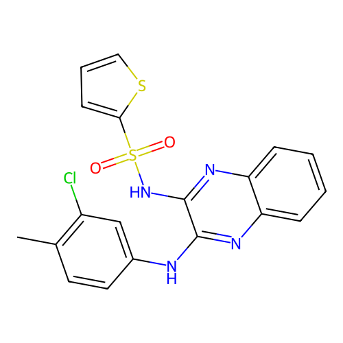 N-(3-((3-chloro-4-methylphenyl)amino)quinoxalin-2-yl)thiophene-2-sulfonamide structure