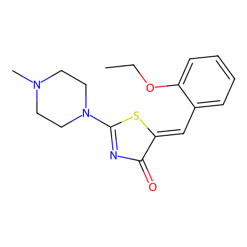 (5Z)-5-(2-ethoxybenzylidene)-2-(4-methylpiperazin-1-yl)-1,3-thiazol-4(5H)-one structure